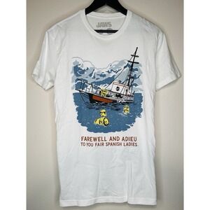 Mondo Jaws T Shirt Mens S White Movie Graphic Tee Farewell Adieu Quote